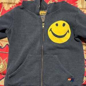 Aviator Nation Kids Charcoal Hoodie with Yellow Smiley